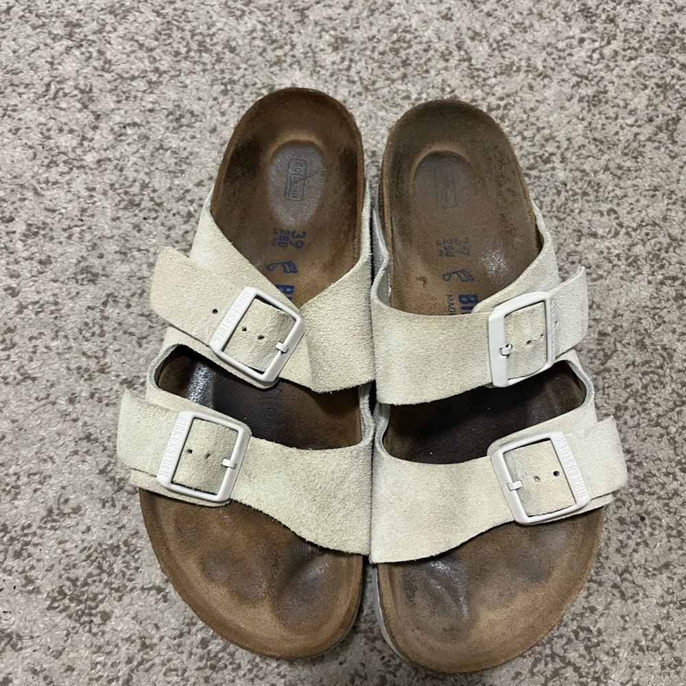 Birkenstock Antique White Suede Arizona Soft Footbed